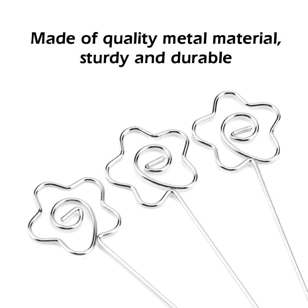50 Stks Zilver Metalen Ronde Draden Foto Kaart Foto Memo Papier Note Display Clip Houders Voor Home Office Restaurant(Bloem vorm 50 Stks Zilver Metalen Ronde Draden Foto Kaart Foto Memo Papier Note Display Clip Houders Voor Home Office Restaurant(Bloem vorm