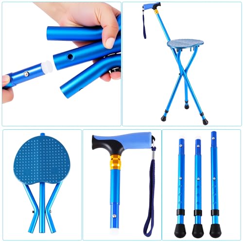 YOKABOZE Anti-Slip Walking Cane with Seat Folding Lightweight,Walking Stick Height Adjustment,Portable and Sturdy Cane Chair for Travel Outdoor Use, Queuing, Elderly Women and Men