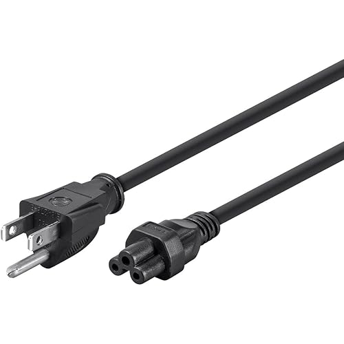 Monoprice Power Cord - NEMA 5-15P to IEC 60320 C5, 18AWG, 10A/1250W, 3-Prong, Black, 6ft