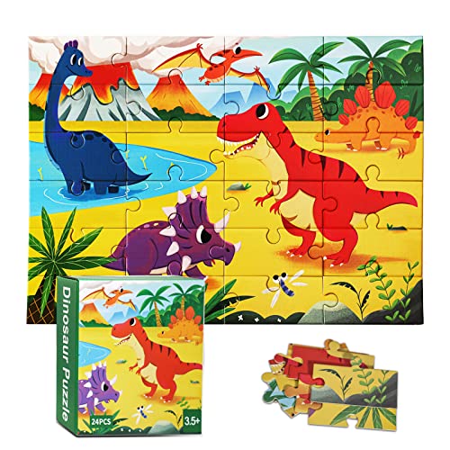 Juegos De Mesa, Toy Rompecabezas para Niños,Rompecabezas Niños 24 piezas de 3 a 6 Años,Rompecabezas Dinosaurios Para Niños y Niñas,Rompecabezas Niño 5 Años Juguete...
