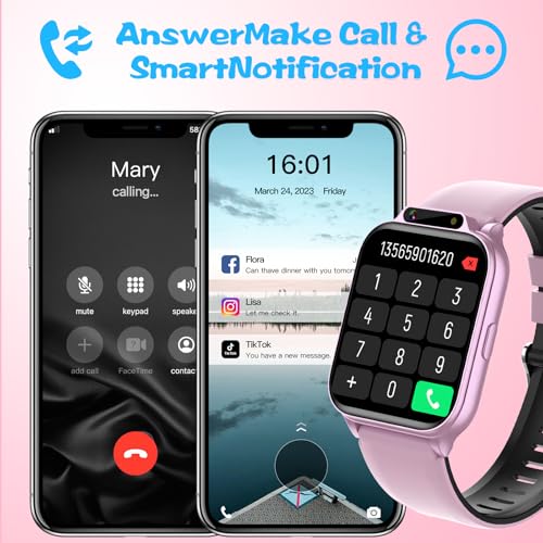 Image of Smart Watch for Kids,1.85 inch Fitness Tracker with Heart Rate,Sleep Monitor,Built-in AI(Translation /Q&A /Watch Face /Image recognition Smartwatches,NO APP /Phone, Gift for Boys Girls.(Built-in AI, Pink)