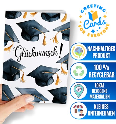 Greeting Cards for Everyone Glückwunsch Karte mit Umschlag - Abschlussgrußkarte - Herzliche Glückwünsche zum Bestanden Abschluss - Abitur, Bachelor, Master, Prüfung, Promotion Doktor Geschenk- EU 94