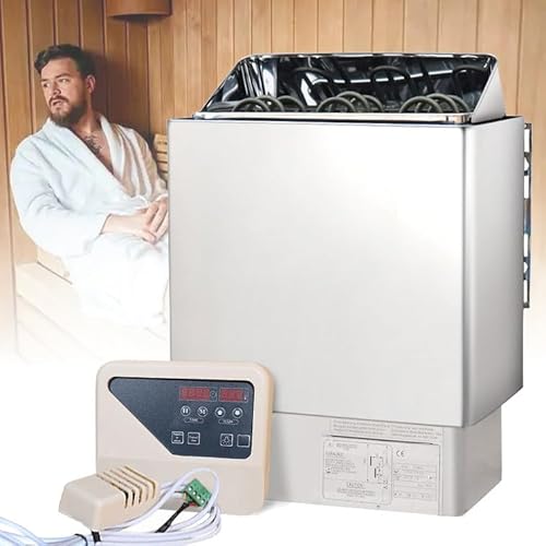 JXYQ Stufa elettrica per Sauna + regolatore Esterno con Display Digitale, Controllo di Tempo/Temperatura/Illuminazione + accensione/spegnimento programmato, per Bagno Turco, Spa, Hotel, casa, 8 kW