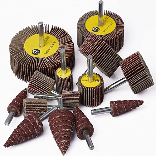 Abrasive Flap Wheel Sander Set,28 Pack 80 Grit 1/4" Shank Mounted Aluminum Oxide Cone Shape Abrasive Sandpaper Flap Sanding Wheel For Removing Rust And Polishing #TOP5
