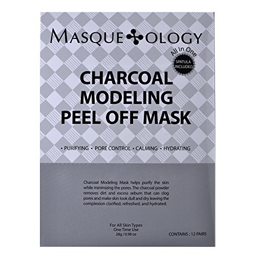 Masqueology - Charcoal Modeling Peel Off Mask | Fights Acne and Blackheads - Removes Excess Oil (12 Pack)