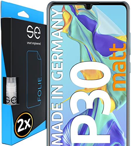2 Folie ochronne 3D na ekran Huawei P30 [smart engineered] - nie refleksujące, matowe, montowane na mokro, z idealnie dopasowanym wykrojenieniem, odporne na zarysowania