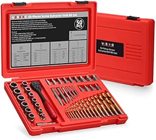 YESKING 50-Piece Bolt Extractors Screw Extractor Set, Easy Out Bolt Extractor Set Stripped Screw Remover and Drill Bits for Removing Broken Studs,Frozen,Rounded-Off Bolts