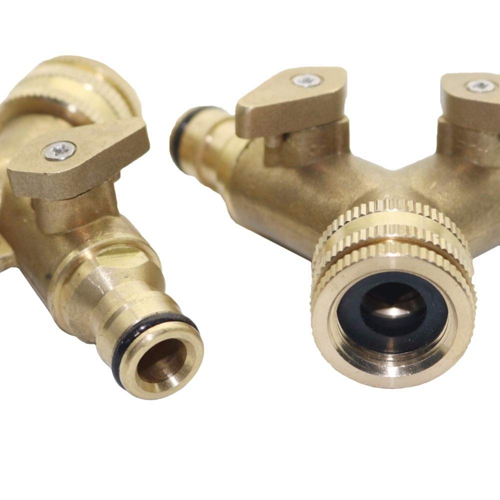 Accessori di Giunzione per Tubi Flessibili Filo Irrigazione Femminile valvole in Ottone Rubinetto 'acquedotto Agricoltura Garden connettore Tubo Flessibile 2-Vie valvole 5 Pz