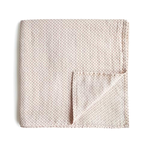 Image of mushie Muslin Baby Swaddle Blanket | 100% Organic Cotton (Caramel Dots)