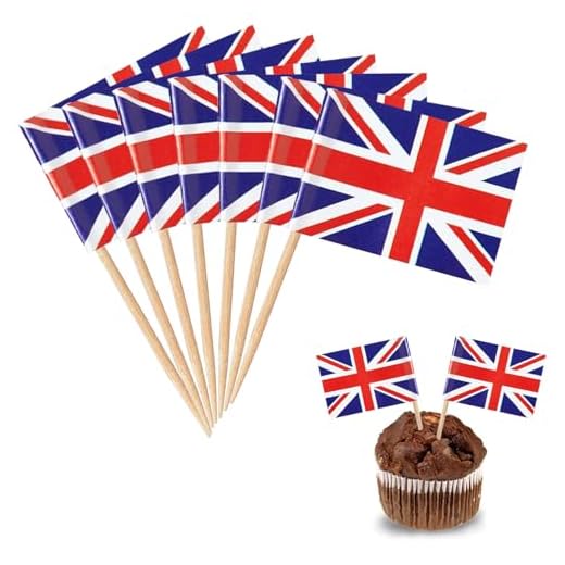 YXHZVON 100 Pièces Drapeaux Royaume-Uni Cure-Dents, Mini Bâton de Cocktail Drapeau pour Sandwich Nourriture Cupcake Toppers Vaisselle Fruits Pub Fête Décoration