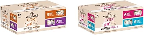Wellness CORE - Paquete variado de alimentos húmedos para gatos, mariscos y aves de corral, latas de 3 onzas, paquete de 24