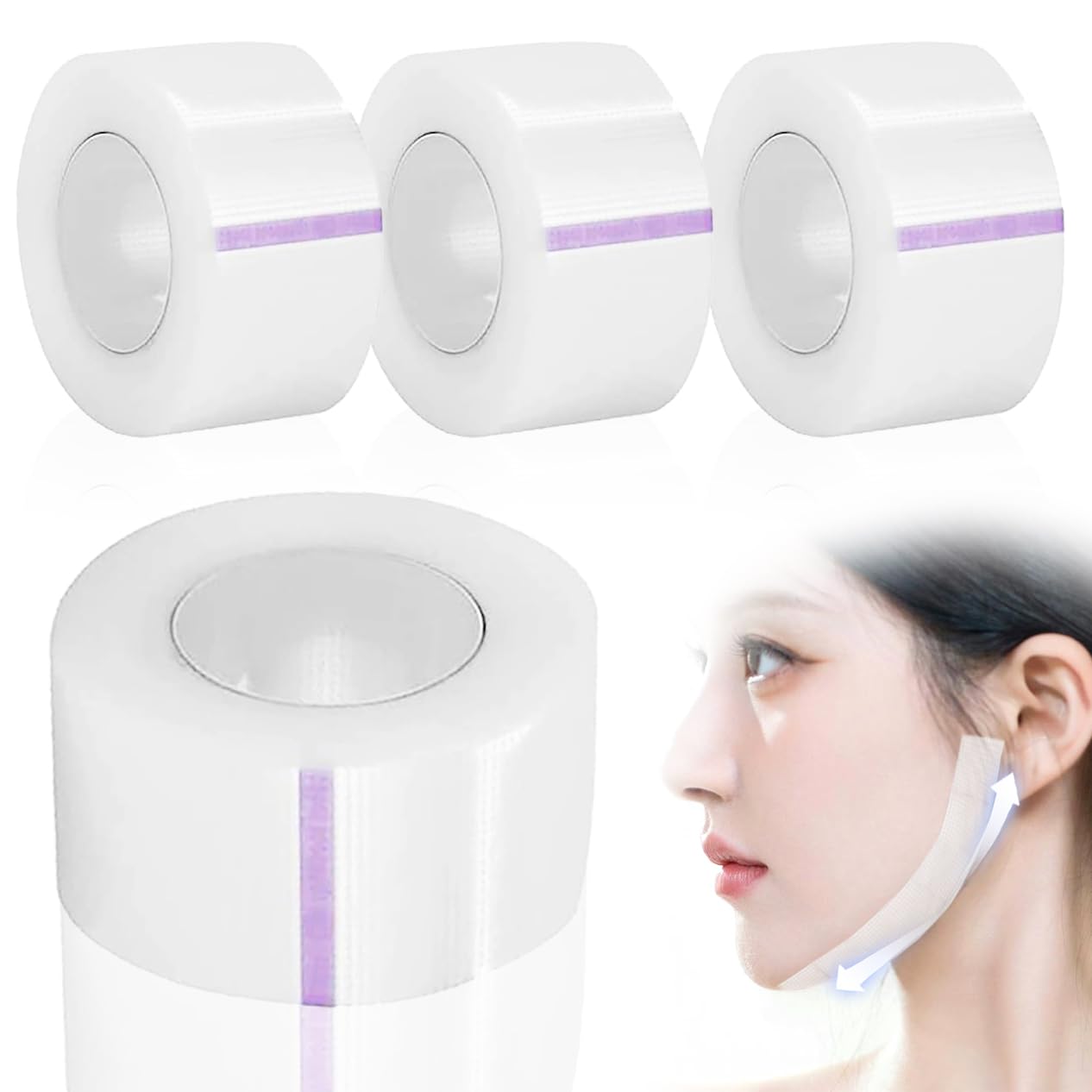 リフトアップテープ 小顔テープ 顔リフトアップ コスプレ テープ 透明 テーピング ウィッグテープ 4個セット 2.5cm 高粘性 たるみ引き上げテープ 目立たない アニメウィッグテープ 微小な通気孔 ガス透過性 ひきさきかのう 9m （2.5ｃｍ/4個入り）コスプレ用