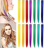 ECOCHARMS 14PCS 22 inch Rainbow Wig Pieces Party Highlights Clip in Colored Hair Extensions...