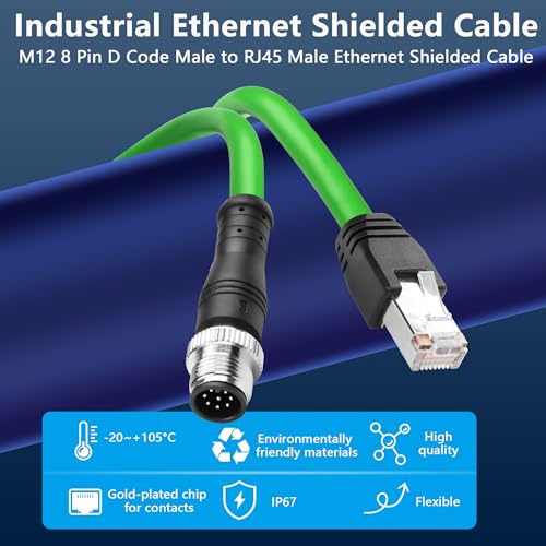 Cable Ethernet CERRXIAN M12 a RJ45 Cat5e 8 Pines 3.2Ft miniatura 6