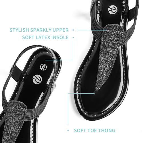 Rekayla Flat Sandals - Sparkling Elastic Strappy Thong Ankle Strap Sandals for Women2