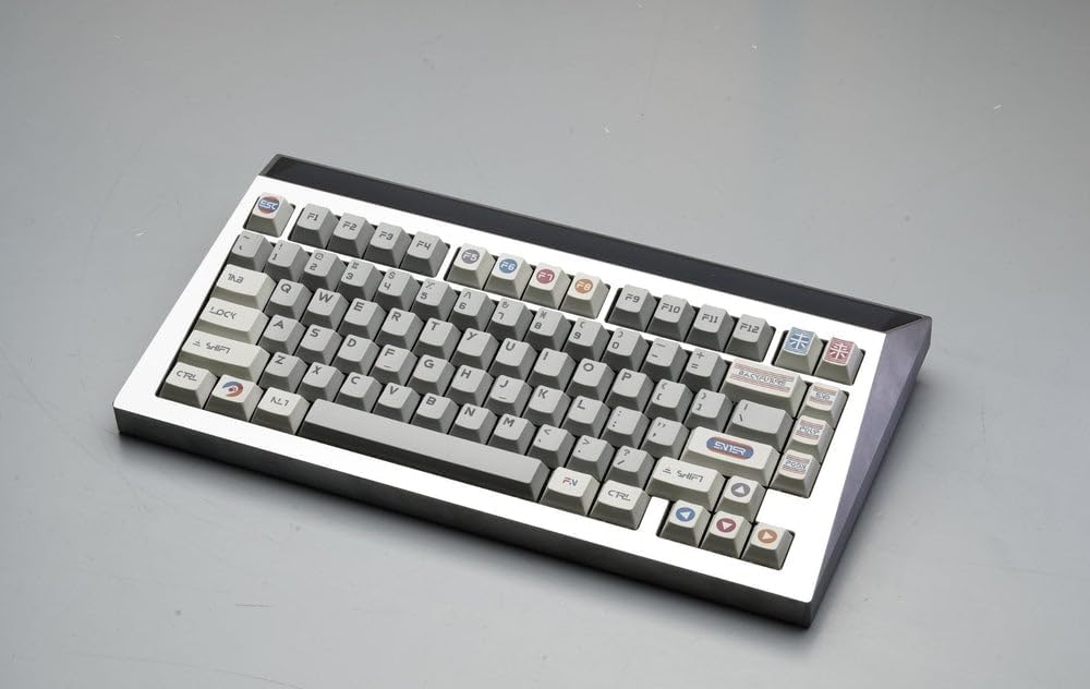 Angry miao Retro Time Traveler Keycap Set, 102 Keys OEM Profile PBT Keycap Kit, Retro-Futuristic 1980s Design, Dye-Sublimated Legends, Compatible with MX Switches, HHKB, 60% 65% 75% 80% Layouts