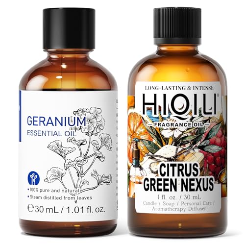 Aceite Esencial de Geranio 30ML y Aceite Aromático Citrus Green 30ML