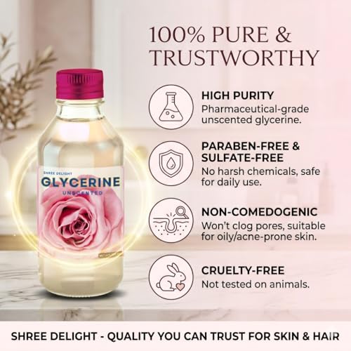 Image of Pure Glycerin Liquid (IP Grade) - Unscented Natural Moisturizer for Skin, Face, Hair Care | Vegetable Glycerin for Dry Skin, Lips, DIY Soap & Cosmetic Use | Deep Hydration Humectant (Multipurpose Use), 100 GM