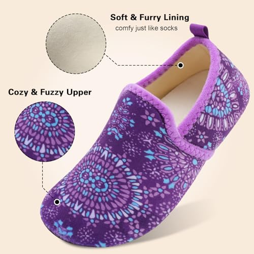 Spesoul Slippers for Women Men Furry Indoor House Shoes Soft Rubber Sole Slipper Socks Slip On House Slippers for Bedroom Home Office Travel Yoga4