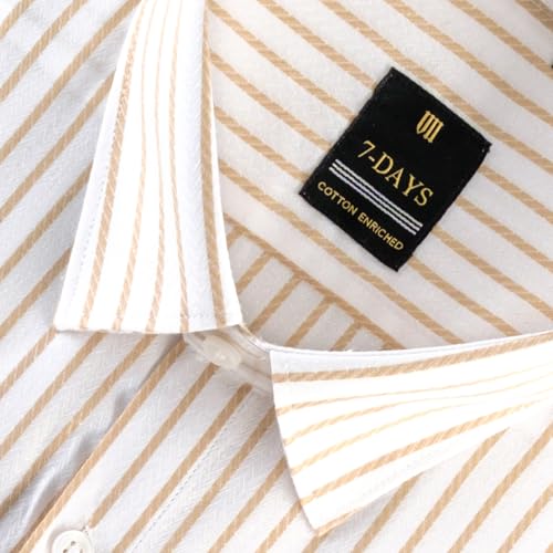 Image of 7-DAYS Men's Premium Striped Formal Shirt - Cotton Rich, Regular Fit, Full Sleeve, with Pocket, Wrinkle Resistant - Stylish Office & Everyday Wear.