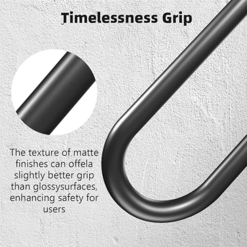 Handrails Wall Mount Stair Safety Handle Non-Slip Step Metal U-Shape Grab Yard Mounted Garage Porch Garden Hand Railings Powder Coated Heavy Duty Indoor or Outdoor Safe Bars Black for 1 to 3 Steps - Image 4