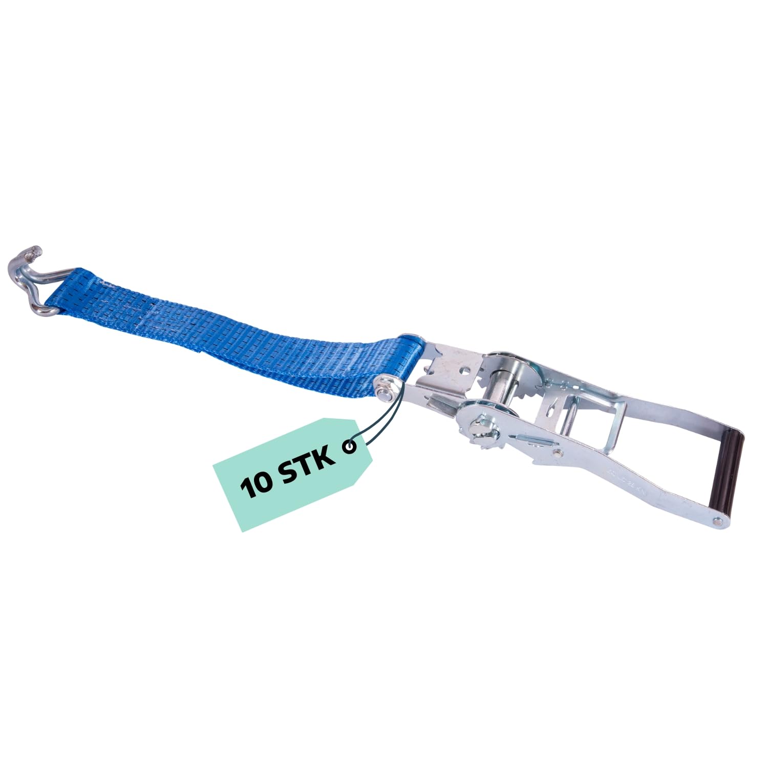 10 x Zurrgurt 2-teilig mit Ratsche 10 m & 2-Strang Spitzhaken I Spanngurte mit Ratsche I Gurte zum Befestigen I Spanngurt mit Sicherheitsetikett I Zurrgurte mit Spitzhaken