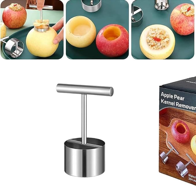 Apple Corer Tool Stainless Steel Multifunction Apple Pear Core Separator Kitchen Tool Easy to Use Durable Apple Corer Remover Fruit Corer for Pears Apples Pineapple, etc (Pack of 1)