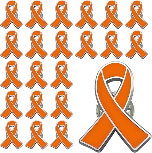 25/50/100/200 pieces Orange Ribbon Pin Leukemia Kidney Cancer Multiple Sclerosis Awareness Hope Brooch Pins Lapel Pin Bulk Raise Awareness Charity Fundraiser Supplies
