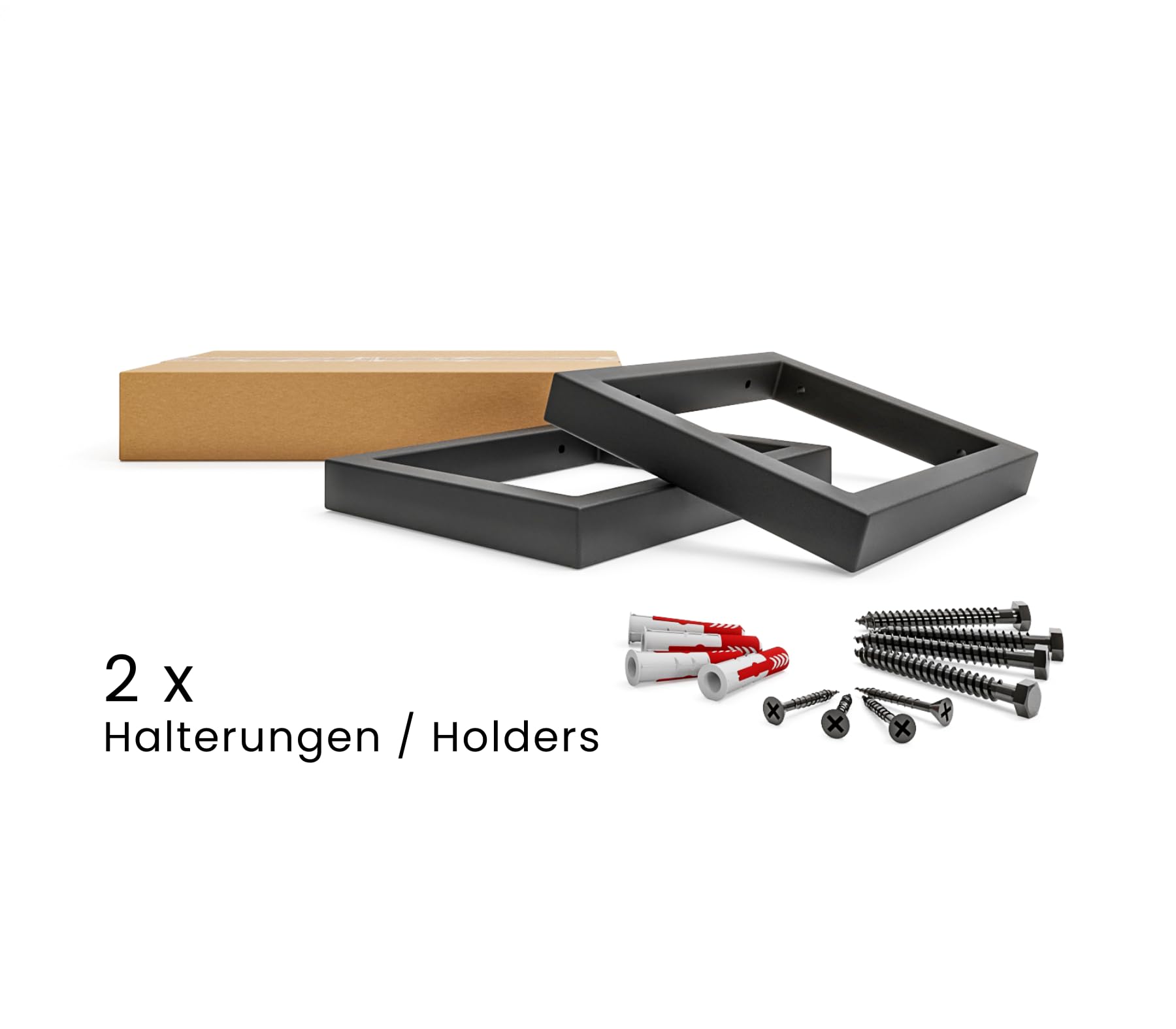 HEVVA 2er-Set Waschtischhalterung - RHEIN - Höhe 20 cm (50 cm, Schwarz) | Waschtischbefestigung, Halterung Waschtischplatte, Wandkonsole für Aufsatzwaschbecken, Waschtischkonsole, Waschtischträger