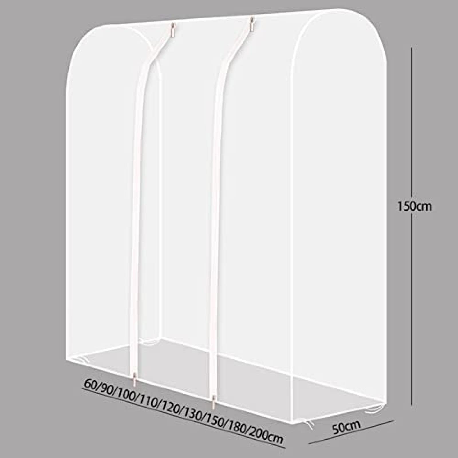 Fundas Para Ropa Transparentes, Fundas Para Colgar Ropa, Fundas Para Percheros Con Cremallera, Almacenamiento De Ropa Para Vestidos, Trajes, Abrigos Y Más,Translúcido,150 * 50 * 110cm