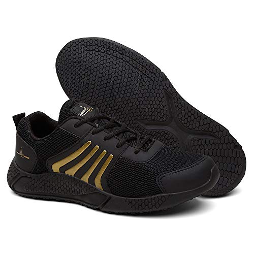 Tênis Masculino Running Caminhada Modelo Esportivo - Dourado/Branco - 40