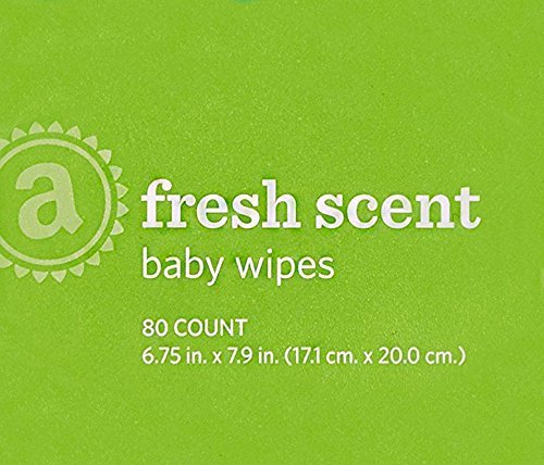 Amazon Elements Baby Wipes, Fresh Scent, Resealable Packs with Tub, 80 Count (Pack of 9)