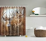 GoJeek Buck Deer Shower Curtain, 70 Country Treasures Deer Whitetail Antler Animals Bathroom Decor