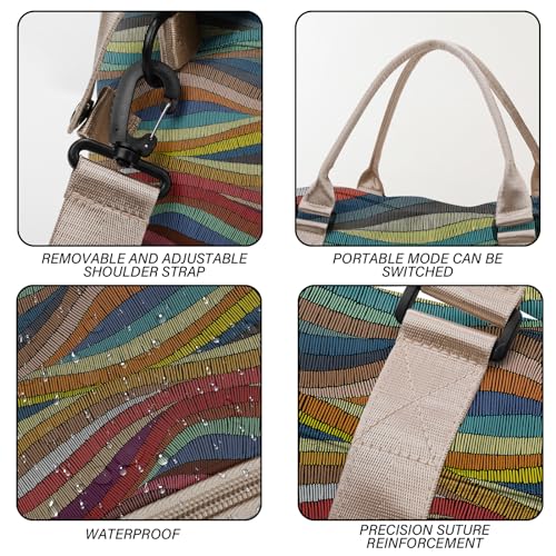Boho Travel Weekender Duffel Overnight Carry On Bag with Trolley Sleeve,Large Travel Tote Bag with Wet Pocket Shoulder Strap for Women Girls Bohemian Aesthetic Cute-Colorful4