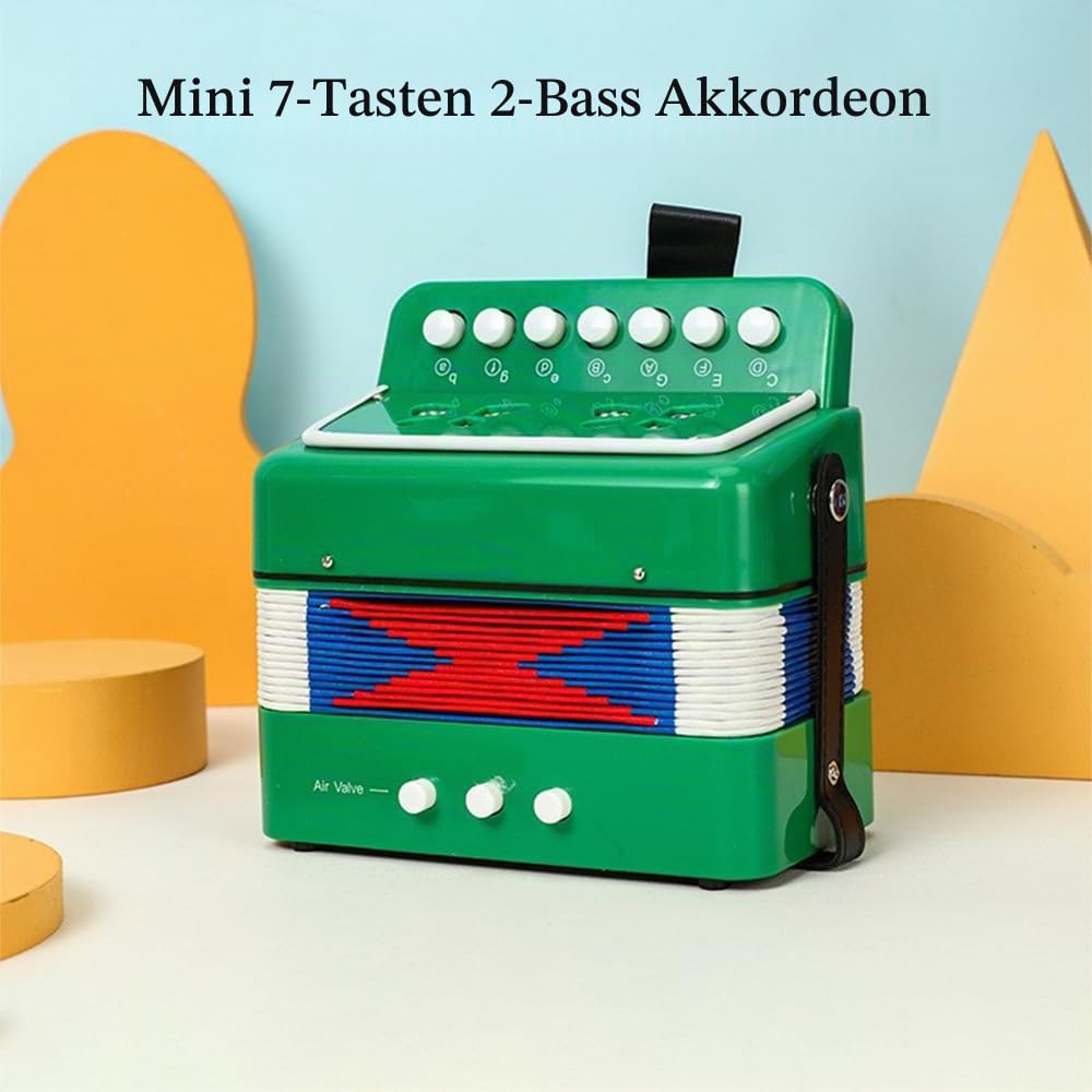 Btuty Akkordeon 7 Tasten 2 Bass Musikinstrument ABS Material für Anfänger Knopfakkordeon Leichte Hand-Augen-Koordination Leistung auf der Bühne (roheline)