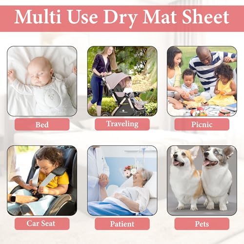 Image of GLUN Quick Dry Absorbent Baby Bed Sheet for Mattress Protector, Pack of 2 Baby Pink & Baby Lavender Bed Sheet, Size 70x100cm, Waterproof, Quick Drying Material, Anti-Itching Cloth