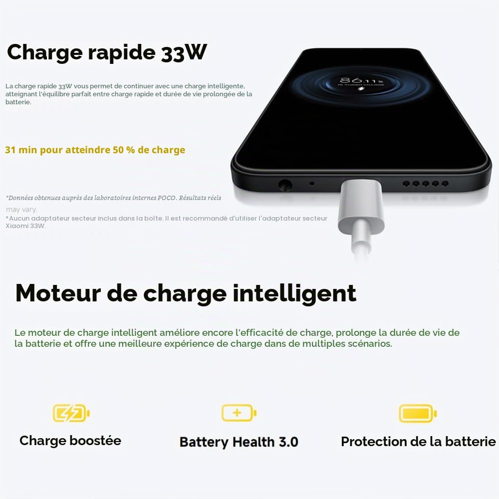 XIAOMI POCO C85, Smartphone 8+256 Go, écran 6,9 Pouces 120 Hz, Design 7,99 mm, MediaTek Helio G81-Ultra Octa-Core, Double caméra 50 MP avec IA, 6000 mAh, Noir (avec Chargeur Inclus