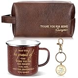 3 Pcs Thank You Gift for Men Employee Appreciation Gift Leather Toiletry Bag 12 oz Inspirational Mug Motivational Keychain May You Be Proud Sign for Team Coach Male Staff Teacher Coworker(Brown)