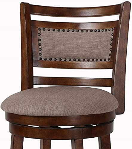New Classic Home Furnishings Aberdeen Butaco Giratorio de Barra con Respaldo Abierto y Asiento Tapizado en Tela, 24 Pulgadas, Marrón miniatura 6