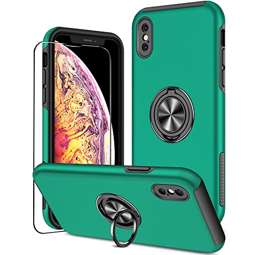 Coque iPhone X et XS antichoc anti-rayures avec anneau magnétique intégré