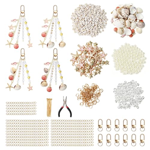 Ensemble de 786 pièces pour fabriquer soi-même des porte-clés avec breloques, perles, clips de porte-clés, chaînes de prolongation, anneaux à plier,...