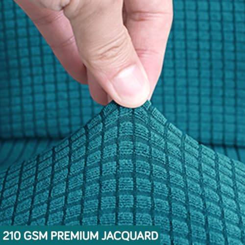 Image of HOKIPO Water Repellent Office Chair Cover for Desk Chair (Low-Back) - 210 GSM Stretch Jacquard - Washable, Durable & Anti-Slip - Fits Small & Low-Back Office Chairs, Teal (NEW-AR-6224-TEAL-S)