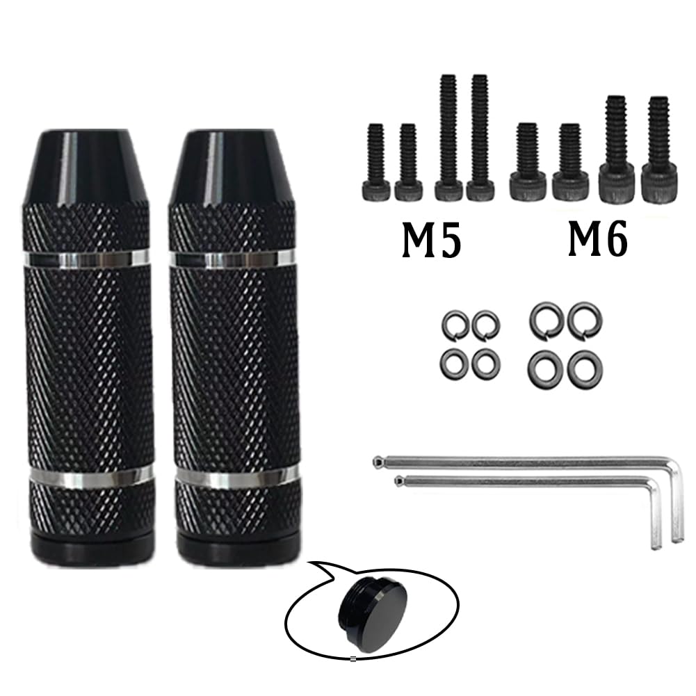 WADEKING WHW Quick-Release Bike Pegs, Suitable for 3/8-inch Axles, with Tools, for Mountain Bicycle Pedal Rear Seat Bracket, Durable, Non-Slip Carving (2 Pcs)(Black(Unthreaded))