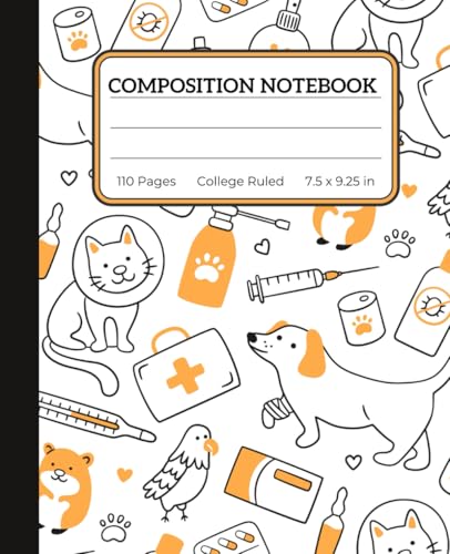 Yellow Composition Notebook College Ruled: Veterinary Receptionist Gifts, Vet Tech Notebook, Veterinarian Graduation Gift