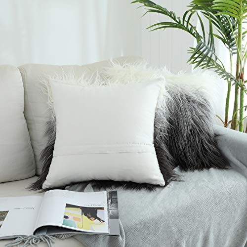 Kevin Textile Set Of 2 Decorative New Luxury Series Merino Style Fur Throw Pillow Case Cushion Cover 18" X 18" 45Cm X 45Cm Gradient Black #TOP1
