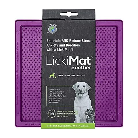 LickiMat Classic Soother, Slow Feeder Dog Bowl, Boredom and Anxiety Relief, Ideal for Food, Yoghurt or Peanut Butter, Fun alternative to a slow feeder bowl, Purple Cover