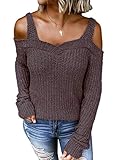 Dokotoo Womens Long Sleeve Cold Shoulder Sweaters Sexy Halter Neck Backless Loose Sweater Tops...