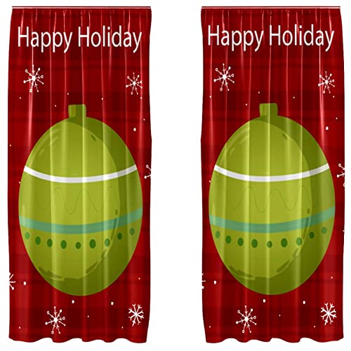Paneles de cortina opacas de bolas de Navidad con tejido aislante denso de 55 x 84 pulgadas 2