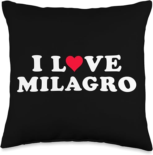 I Love Milagro Shirt For Girlfriend Boyfriend I Love Matching Girlfriend & Boyfriend Milagro Name Throw Pillow, 16x16, Multicolor