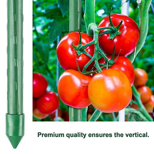 Feed Garden Garden Stakes 16 Inch 120 Pack,Diy 4Ft 5Ft 6Ft 7Ft Sturdy Tomato Stakes,Plant Metal Support Sticks With 120 Connectors 60 Rotatable Clips 98Ft Twist Tie,Plant Stakes For Outdoor,Beans #TOP4